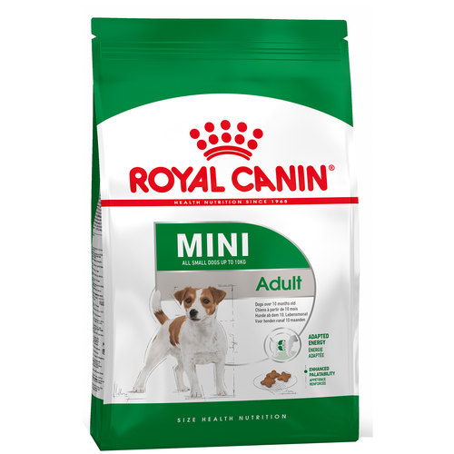 Сухой корм Royal Canin Mini Adult для собак  мелких размеров от 10 месяцев до 8 лет 1 уп. х 2 шт. х 800 г купить за 2681 руб, фото