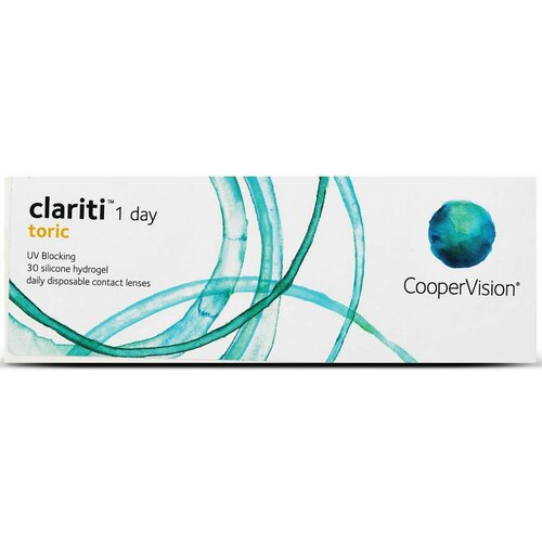 Контактные линзы CooperVision Clariti 1 day toric., 30 шт., R 8,6, D -0,25, CYL: -1,25, AХ: 140, прозрачный, 1 уп. купить за 2580 руб, фото