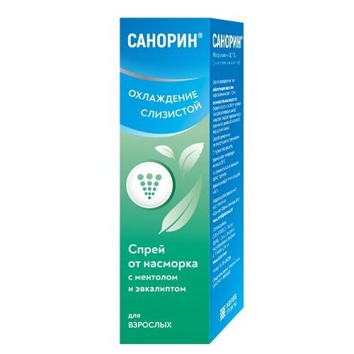 Санорин с ментолом и эвкалиптом спрей наз. фл., 0.1%, 10 мл купить за 221 руб, фото