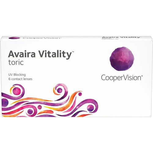 Контактные линзы CooperVision Avaira Vitality toric., R 8,5, D +5, CYL: -1,25, AХ: 100, прозрачный, 1 уп. купить за 2543 руб, фото