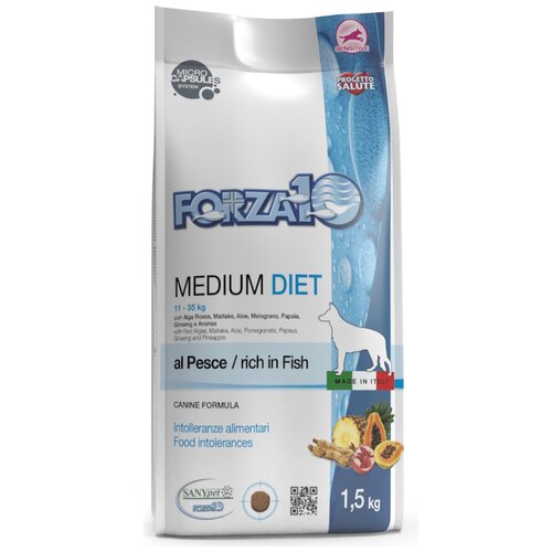 Сухой корм для собак Forza10 Diet, гипоаллергенный, рыба 1 уп. х 1 шт. х 1500 г (для средних пород) фотография