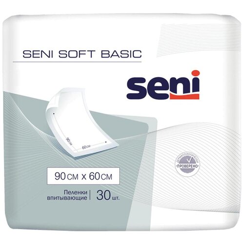 Пеленки впитывающие одноразовые медицинские Seni Soft Basic 90х60 см, 30 шт. купить за 814 руб, фото