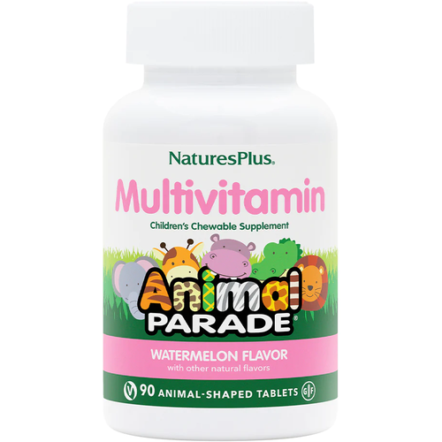 NaturesPlus Source of Life Animal Parade Children's Chewable Multi-Vitamin & Mineral Supplement арбуз 90 таблеток в форме животных фотография