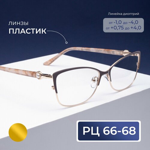 Очки для зрения PD 66-68 корригирующие (-4.00) Glodiatr 2032 C3, цвет серо-бежевый, без футляра, РЦ 66-68 купить за 686 руб, фото