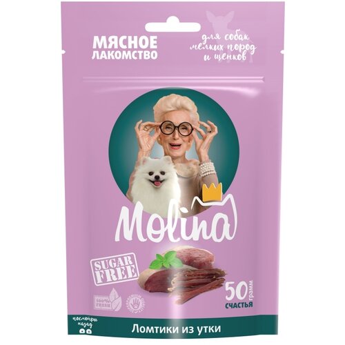 Лакомство для собак Molina Ломтики из утки, 50 г фотография