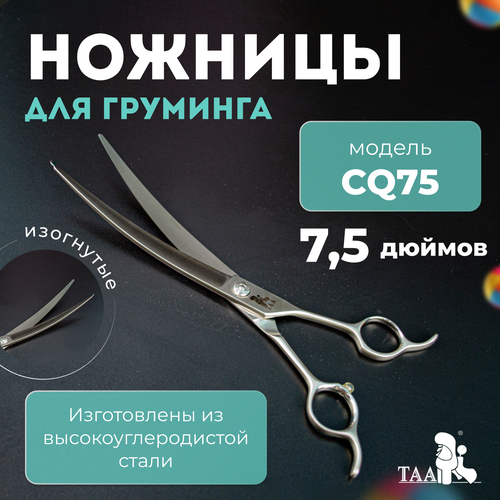 TAA профессиональны ножницы для груминга 7.5 CQ75 изогнутые, ножницы для стрижки кошек и собак фотография