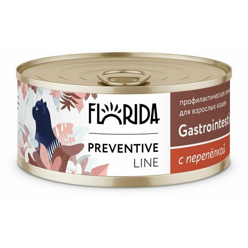 FLORIDA Gastrointestinal Консервы для кошек при расстройствах пищеварения, с перепёлкой 0,1 кг. х 1 шт. фотография