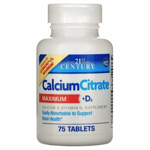 21st Century Calcium Citrate MAXIMUM + D3 75 таб. фотография