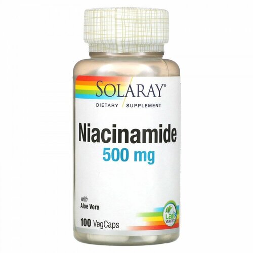 Solaray Niacinamide 500 mg Vitamin B-3 (Никотинамид 500 мг витамин В-3) 100 вег капсул (Solaray) фотография