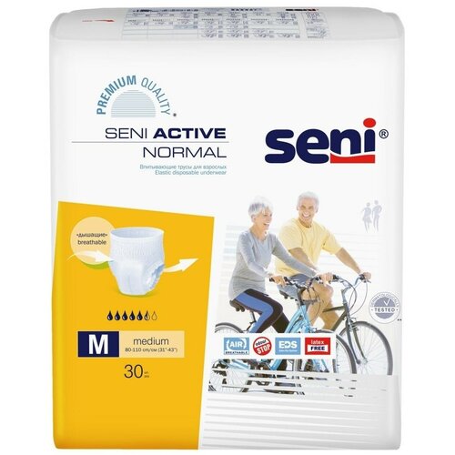 Трусы - подгузники впитывающие для взрослых Seni ACTIVE NORMAL medium (обхват 80-110 см), 30 шт. купить за 2213 руб, фото