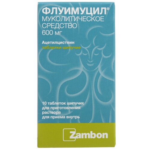 Флуимуцил таб. шип., 600 мг, 10 шт. купить за 361 руб, фото