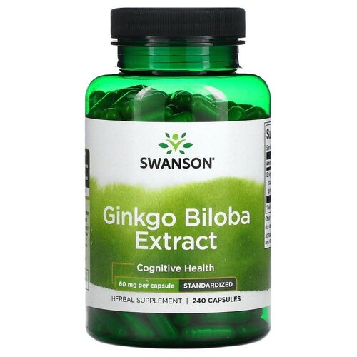 Капсулы SWANSON Ginkgo Biloba Extract, 140 г, 60 мг, 240 шт. фотография