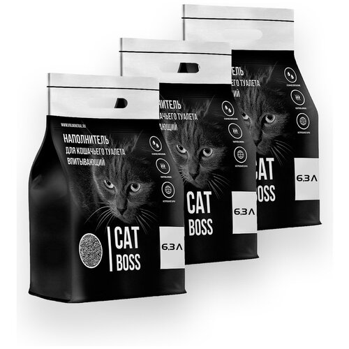 Наполнитель для кошачьего туалета впитывающий CatBoss, 18,9 л (3х 6,3л) фотография