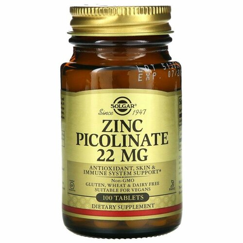 Zinc Picolinate 22 mg 100 таблеток Цинк Solgar фотография