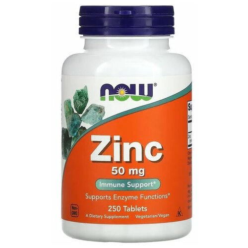 NOW Цинк Zinc 250 шт 50 mg/ Бад Нау цинк 50 мг. 250 табл./ Витамины фотография