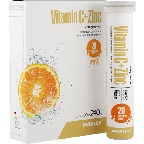 MAXLER Vitamin C + Zinc таб. шип., 240 г, 20 шт., 3 уп., апельсин купить за 986 руб, фото