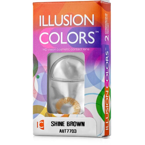 Контактные линзы ILLUSION Colors Shine, 2 шт., R 8,6, D -6, brown фотография