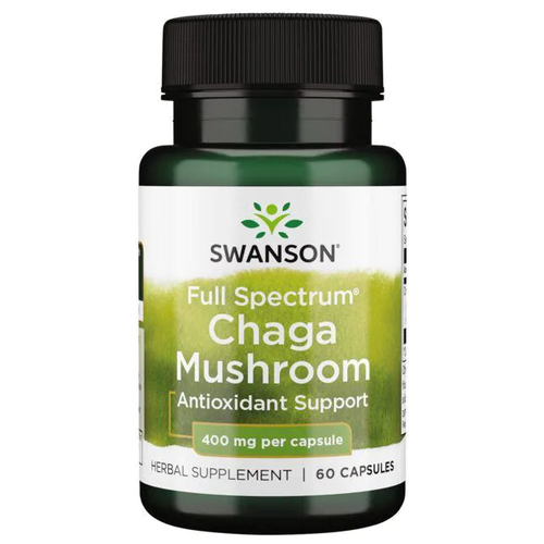 Swanson Full Spectrum Chaga Mushroom (Гриб чага полного спектра) 400 мг 60 капсул фотография