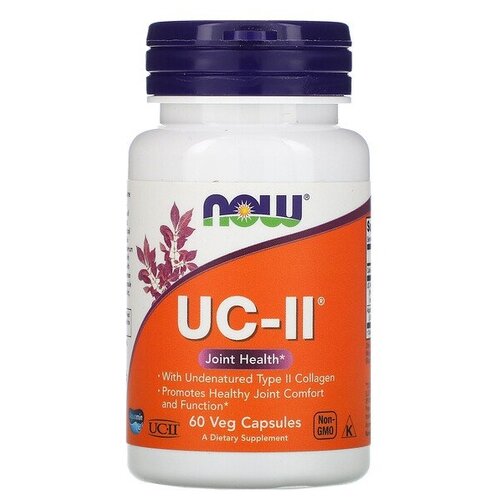 NOW Foods UC-II Joint Health, 60 veg capsules, добавка для здоровья суставов неденатурированный коллаген типа II, 60 вег капсул фотография