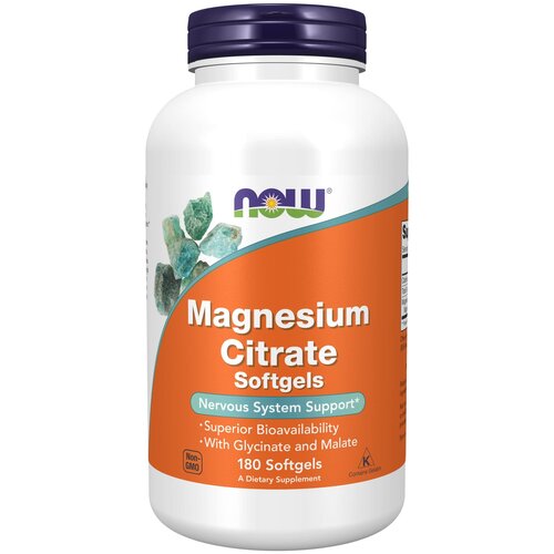 Капсулы NOW Magnesium Citrate, 400 мл, 400 мг, 180 шт. фотография