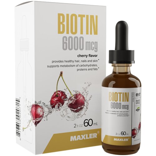 MAXLER Biotin фл., 6000 мкг, 120 г, вишня фотография