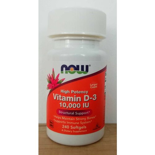 NOW Vitamin D3 10000 IU, 240 капсул Витамин Д3 10000 МЕ, 240 капсул фотография