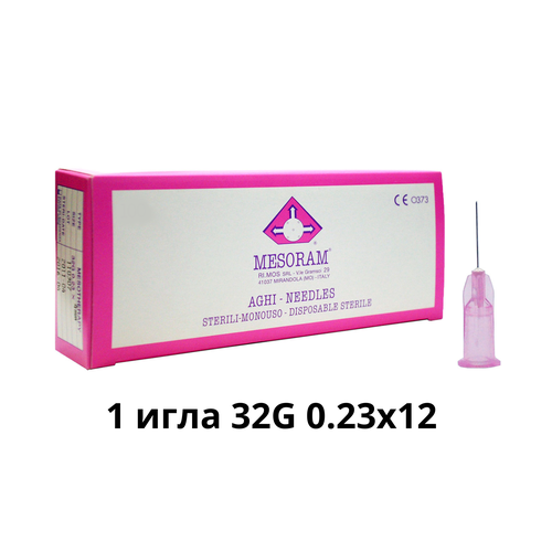 Игла медицинская инъекционная для мезотерапии (Мезоигла Mesoram) 32G 0.23x12, 1 шт, 712306 (Мезорам) фотография