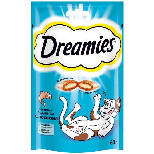 Лакомство для кошек  Dreamies Подушечки, 60 г лосось фотография