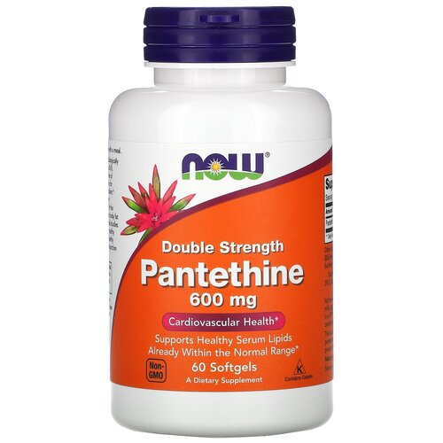 Капсулы NOW Pantethine Double Strength, 600 мг, 60 шт. фотография