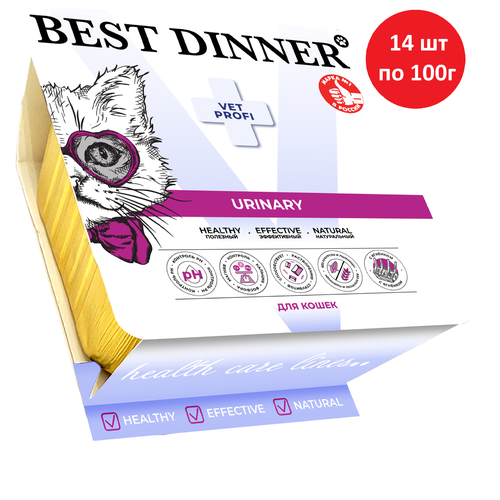 Влажный диетический корм Best Dinner VET Profi Urinary для кошек с ягненком, 14 шт по 100г фотография