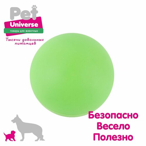 Игрушка для собак Pet Universe Люминисцентный мячик светящийся в темноте, диаметр 6 см, PVC, зелёный, PU3035GN фотография