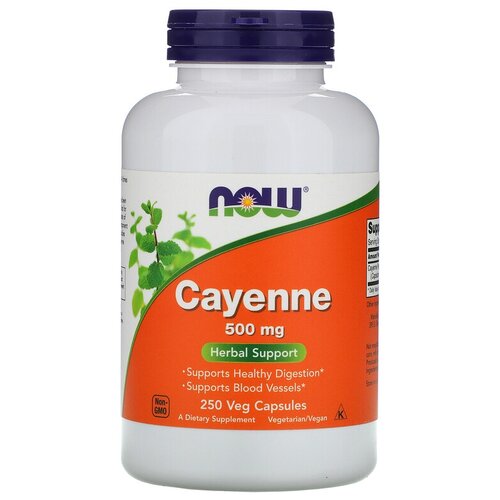 Капсулы NOW Cayenne, 240 г, 500 мг, 250 шт. фотография