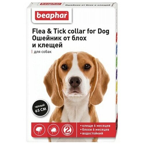 Beaphar ошейник от блох и клещей Flea & Tick. для собак и кошек, 65 см, черный 1 уп. фотография