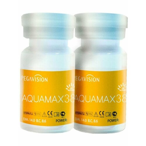 Контактные линзы Pegavision Aquamax 38, 2 шт., R 8,6, D -10,5, бесцветный, 1 уп. фотография