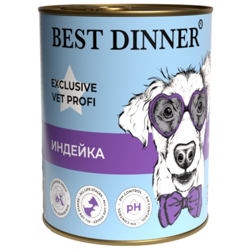 Корм Best Dinner 340гр Urinary Vet Profi для собак всех пород с профилактикой мочекаменной болезни с индейкой и картофелем фотография