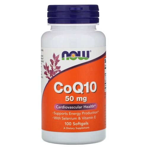 Капсулы NOW CoQ10 with Selenium and Vitamin E, 100 г, 100 мл, 50 мг, 100 шт. купить за 2931 руб, фото