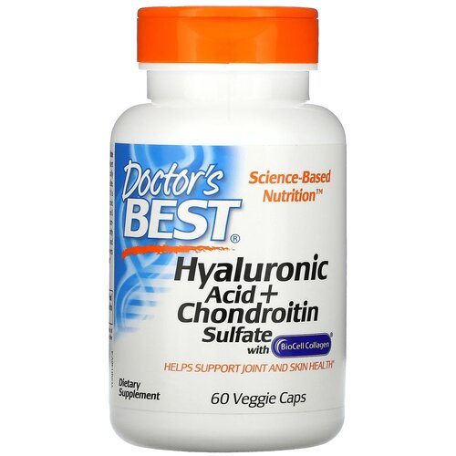 Капсулы Doctor's Best Hyaluronic Acid + Chondroitin Sulfate with BioCell Collagen вег., 110 г, 60 шт. купить за 2540 руб, фото