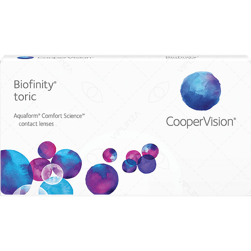 Контактные линзы CooperVision Biofinity Toric., 3 шт., R 8,7, D +6,5, CYL: -0,75, AХ: 80, бесцветный, 1 уп. купить за 2681 руб, фото