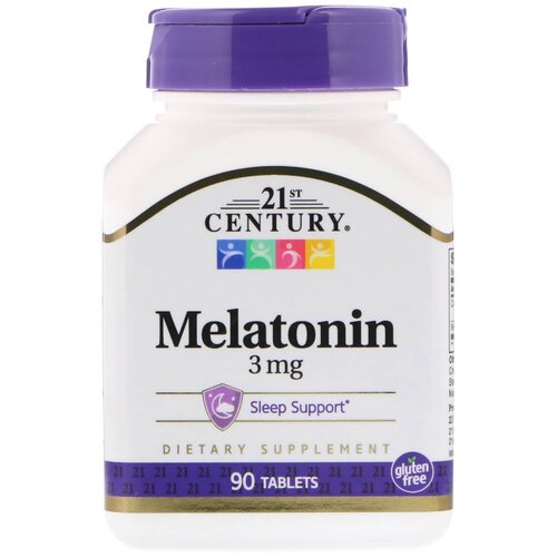 Таблетки 21st Century Melatonin, 180 г, 100 мл, 3 мг, 90 шт. фотография