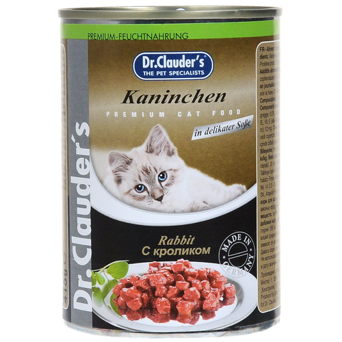 Влажный корм для кошек Dr. Clauder's с кроликом 12 шт. х 415 г (паштет) фотография