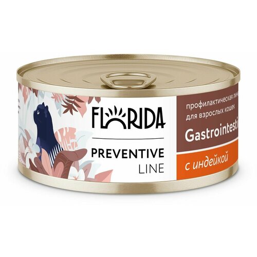 FLORIDA Gastrointestinal Консервы для кошек при расстройствах пищеварения, с индейкой 0,1 кг. х 1 шт. фотография