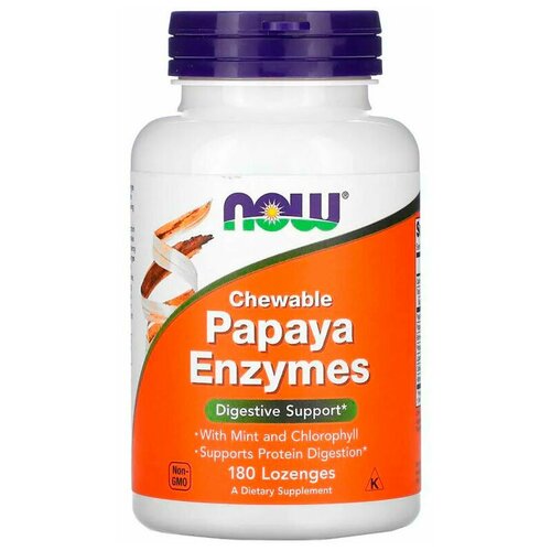 NOW Foods Papaya Enzyme Chewable (180 жеват. пастилок) фотография