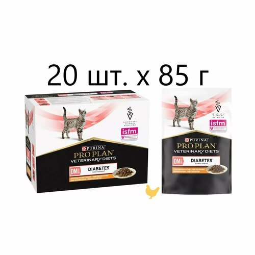 Влажный корм для кошек Purina Pro Plan Veterinary Diets DM St/Ox DIABETES MANAGEMENT, при сахарном диабете, с курицей, 20 шт. х 85 г фотография