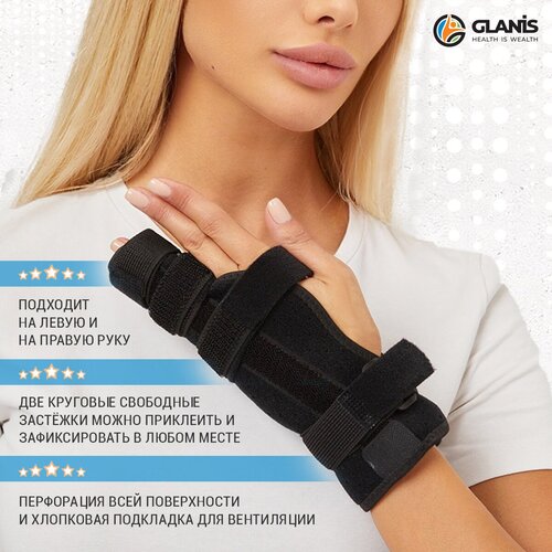 Бандаж для мизинца и безымянного пальца Glanis Finger FixS, черный, размер S купить за 1530 руб, фото