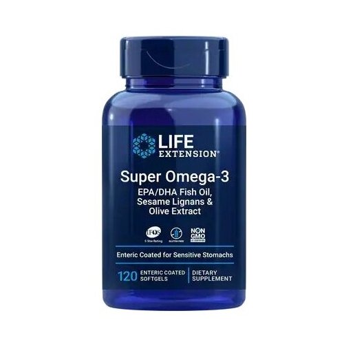 Капсулы Life Extension Super Omega-3 EPA/DHA with Sesame Lignans & Olive Extract, 150 г, 120 шт. фотография