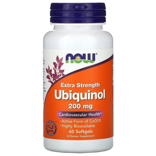 Капсулы NOW Ubiquinol, 90 г, 200 мг, 60 шт. фотография