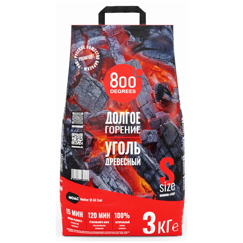 800 Degrees Уголь Lump Charcoal, 3 кг 16 л, , 1 шт. купить за 1090 руб, фото