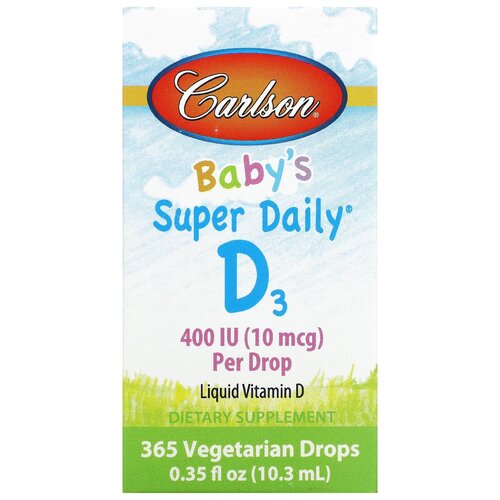 Раствор Carlson Labs Baby's Super Daily D3 фл., 10.3 мл, 400 МЕ, 365 шт. фотография