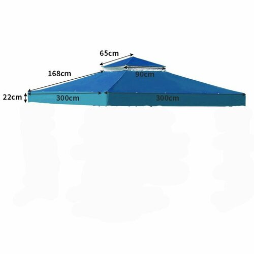 Наружный тент с двойным верхом 3х3м для беседки, синий купить за 8000 руб, фото