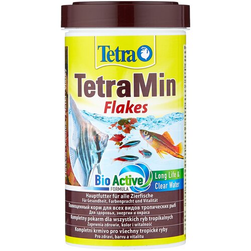 Сухой корм  для  рыб, ракообразных Tetra TetraMin flakes, 500 мл, 100 г купить за 813 руб, фото